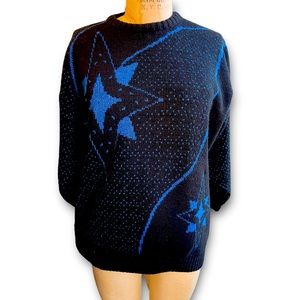 Blue Lamé Starburst Acrylic Sweater